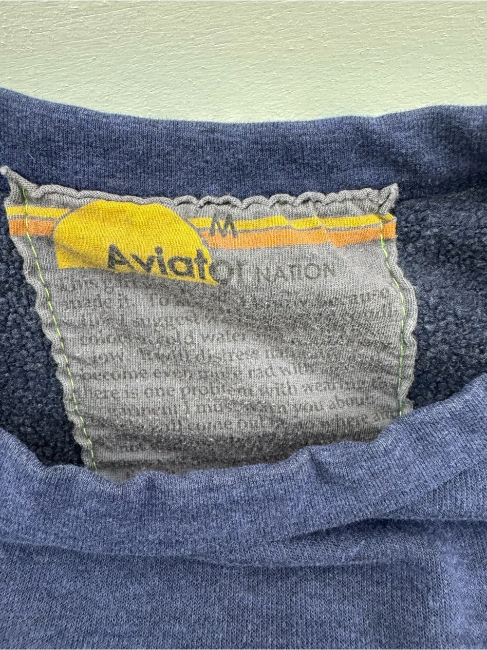 Aviator Nation Navy Crewneck Sweater with Rainbow Trim